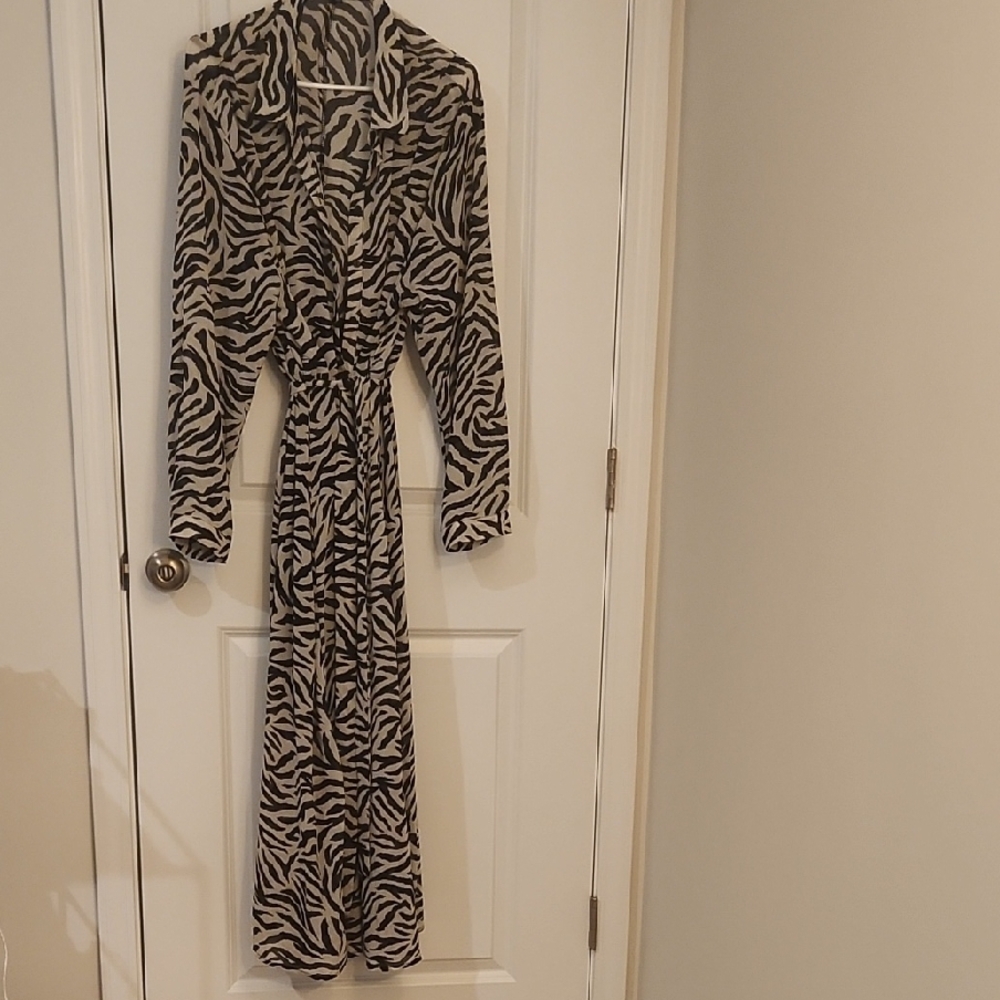 Zebra Print Long Sleeve Dress